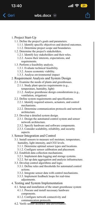 according to the wbs, create a pert chart 1. Project Start-Up 1.1.