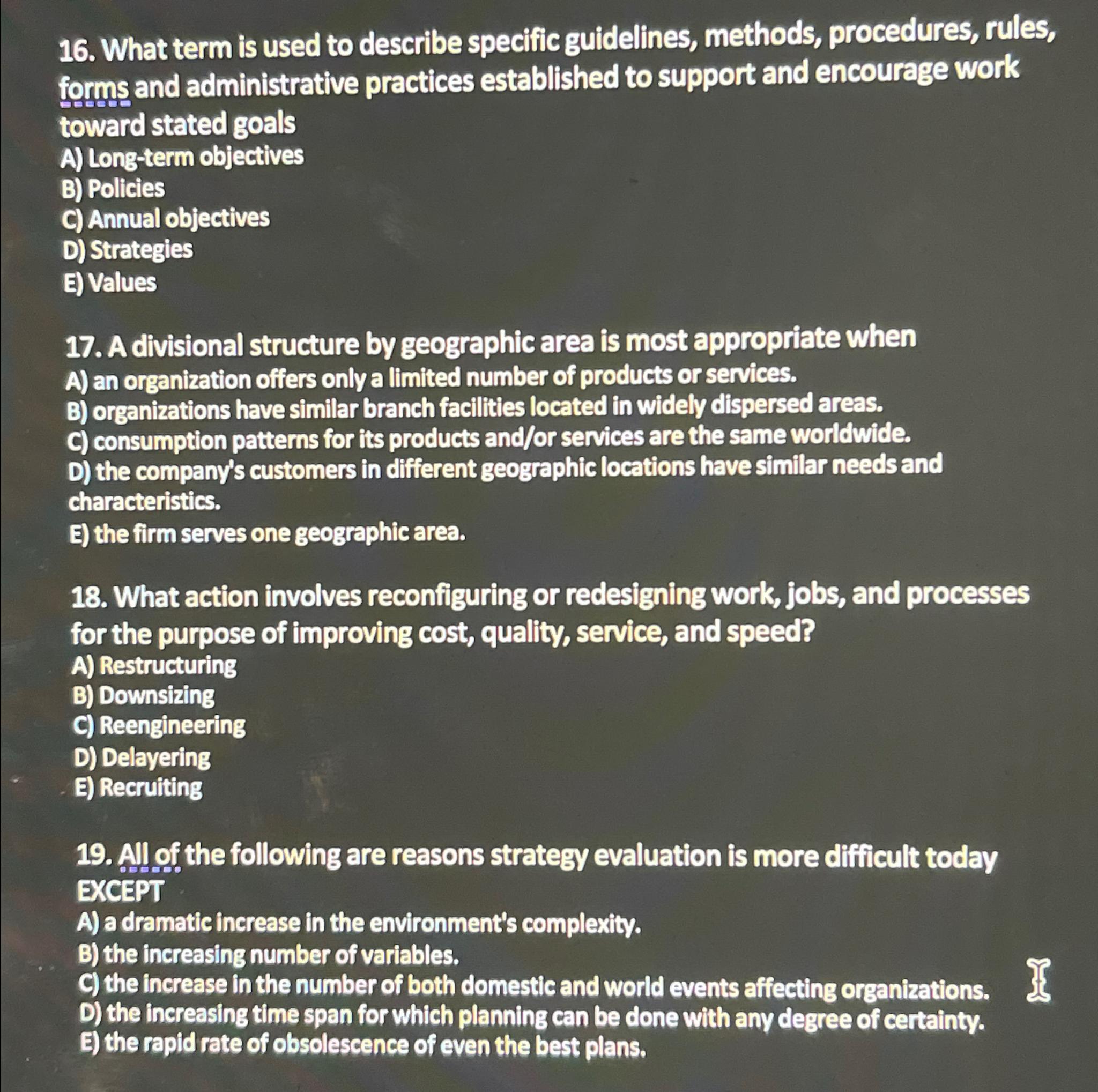  What term is used to describe specific guidelines, methods, procedures, rules,