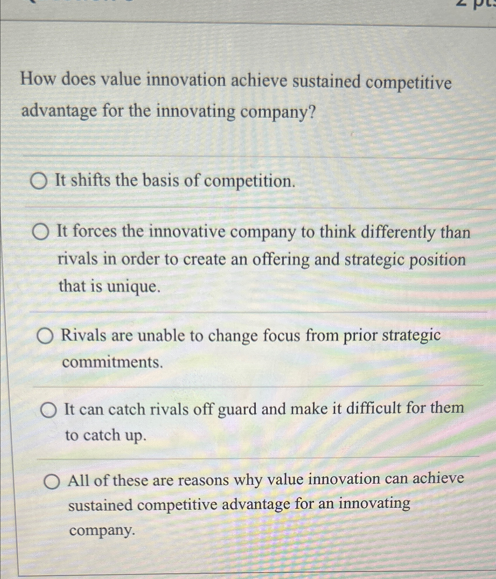  How does value innovation achieve sustained competitive advantage for the innovating