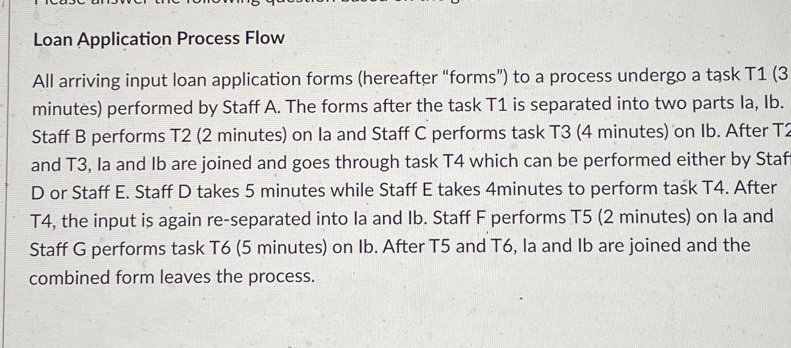  Loan Application Process Flow All arriving input loan application forms (hereafter