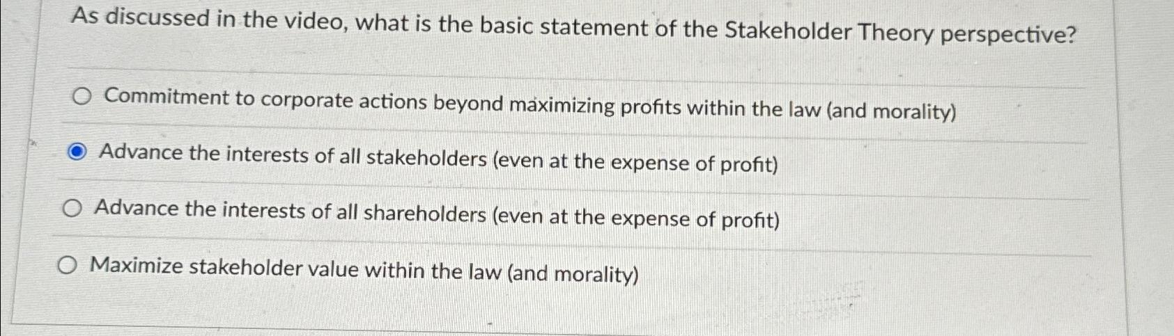  As discussed in the video, what is the basic statement of