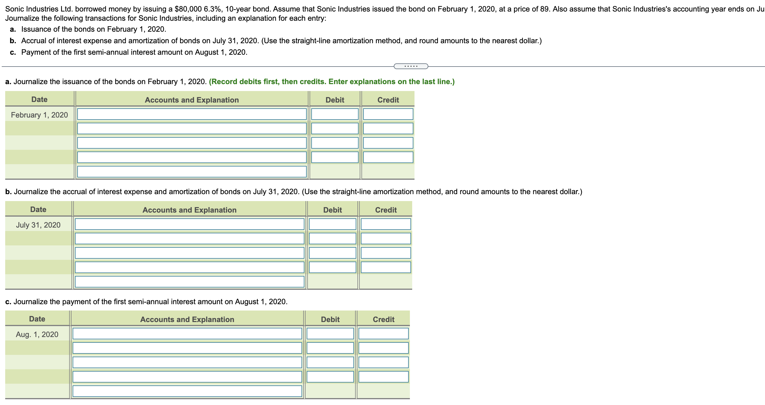 please help me with this practice question. take ur time Sonic Industries