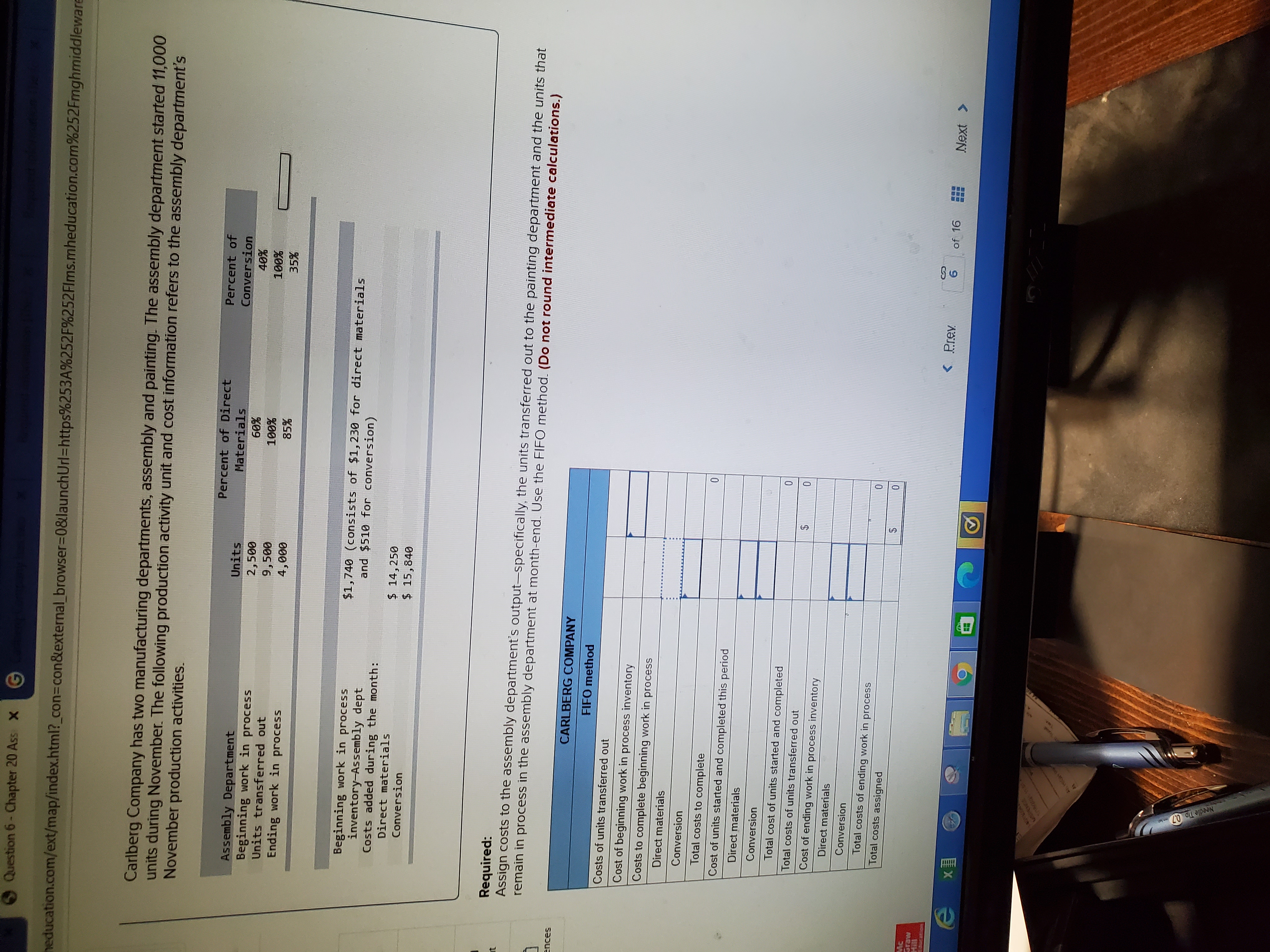 Need homework help with accounting! Thanks! Question 6 - Chapter 20 Ass