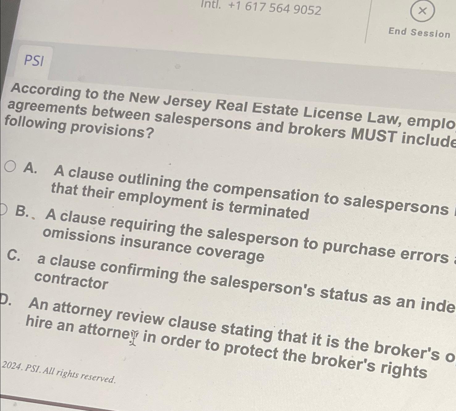  Int|.+16175649052 (x) End Session PSI According to the New Jersey Real