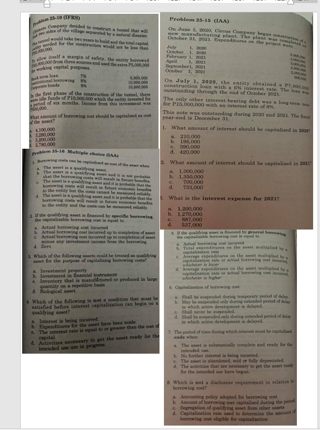 Problem 25-10 (IFRS) Problem 25-15 (LAA) caste Company decided to construct