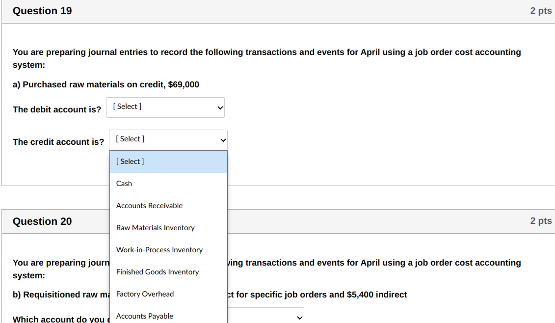to record the following transactions and events for April using a job