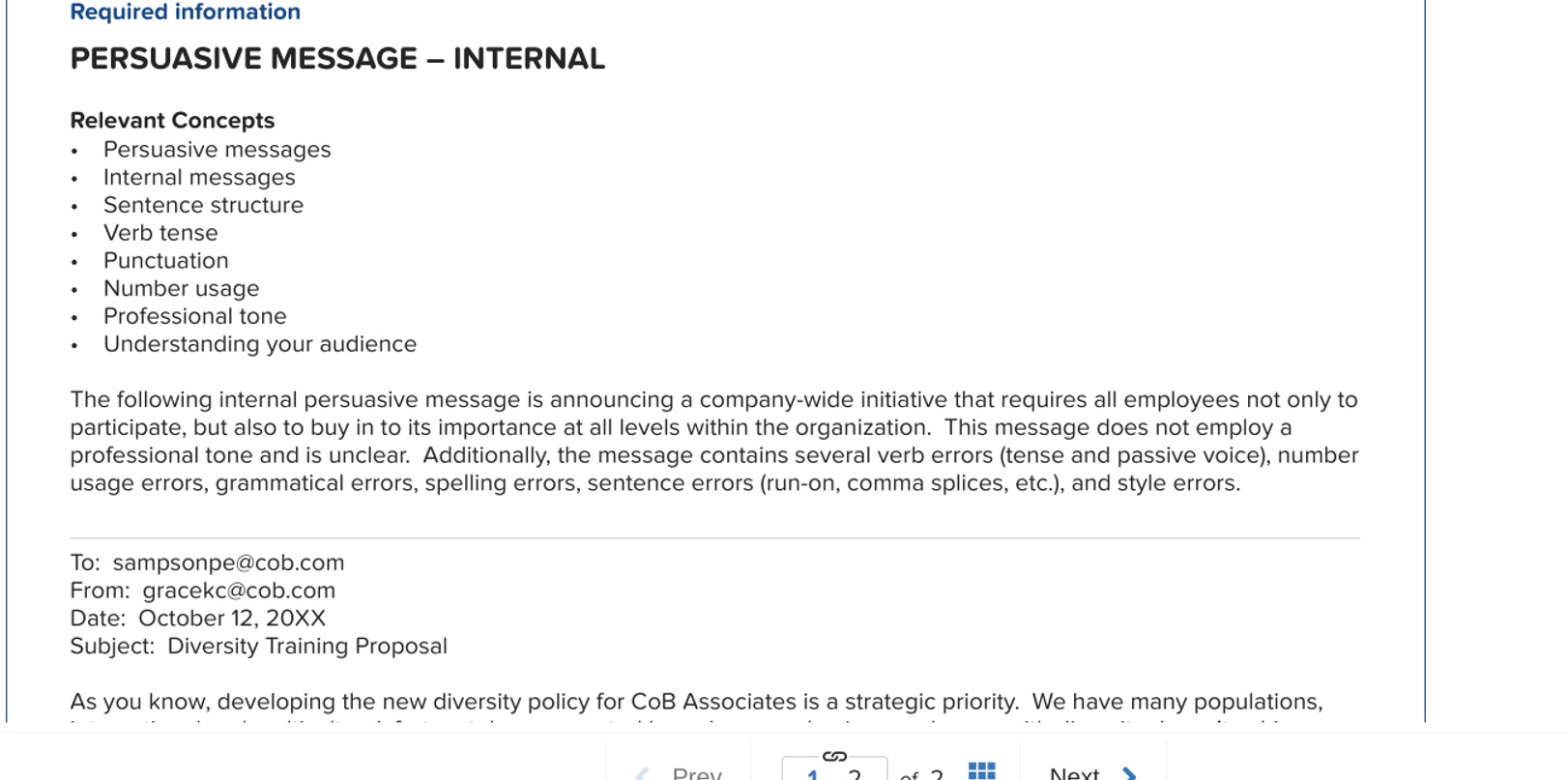  Required information PERSUASIVE MESSAGE - INTERNAL Relevant Concepts Persuasive messages Internal