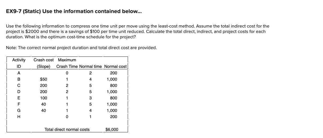 EX9-7 (Static) Use the information contained below... Use the following information