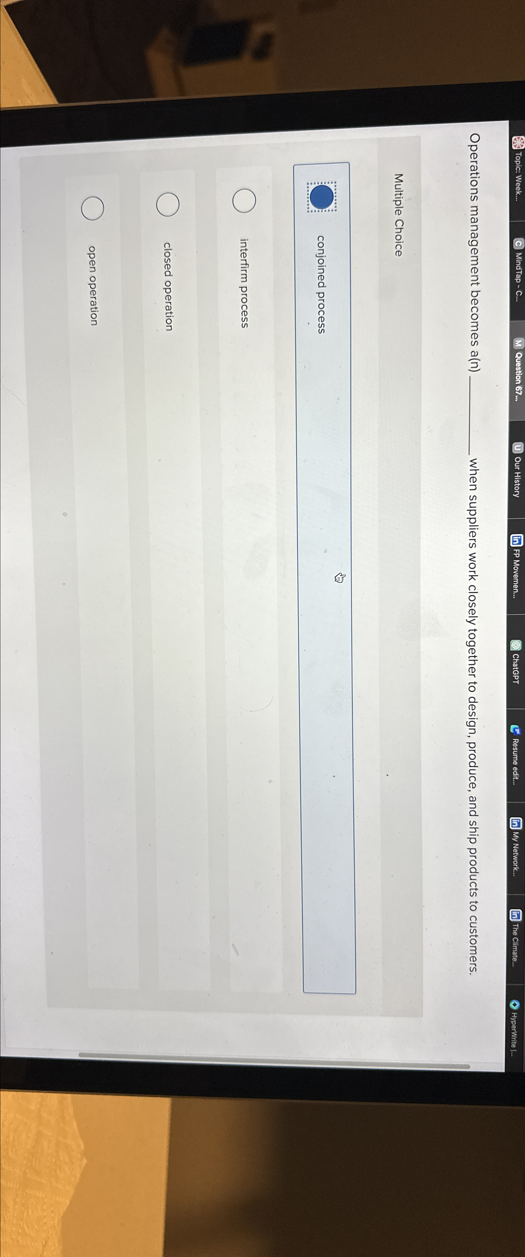  Operations management becomes a(n)_ when suppliers work closely together to design,