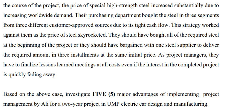 of closing out a two-year project in UMP electric car design and
