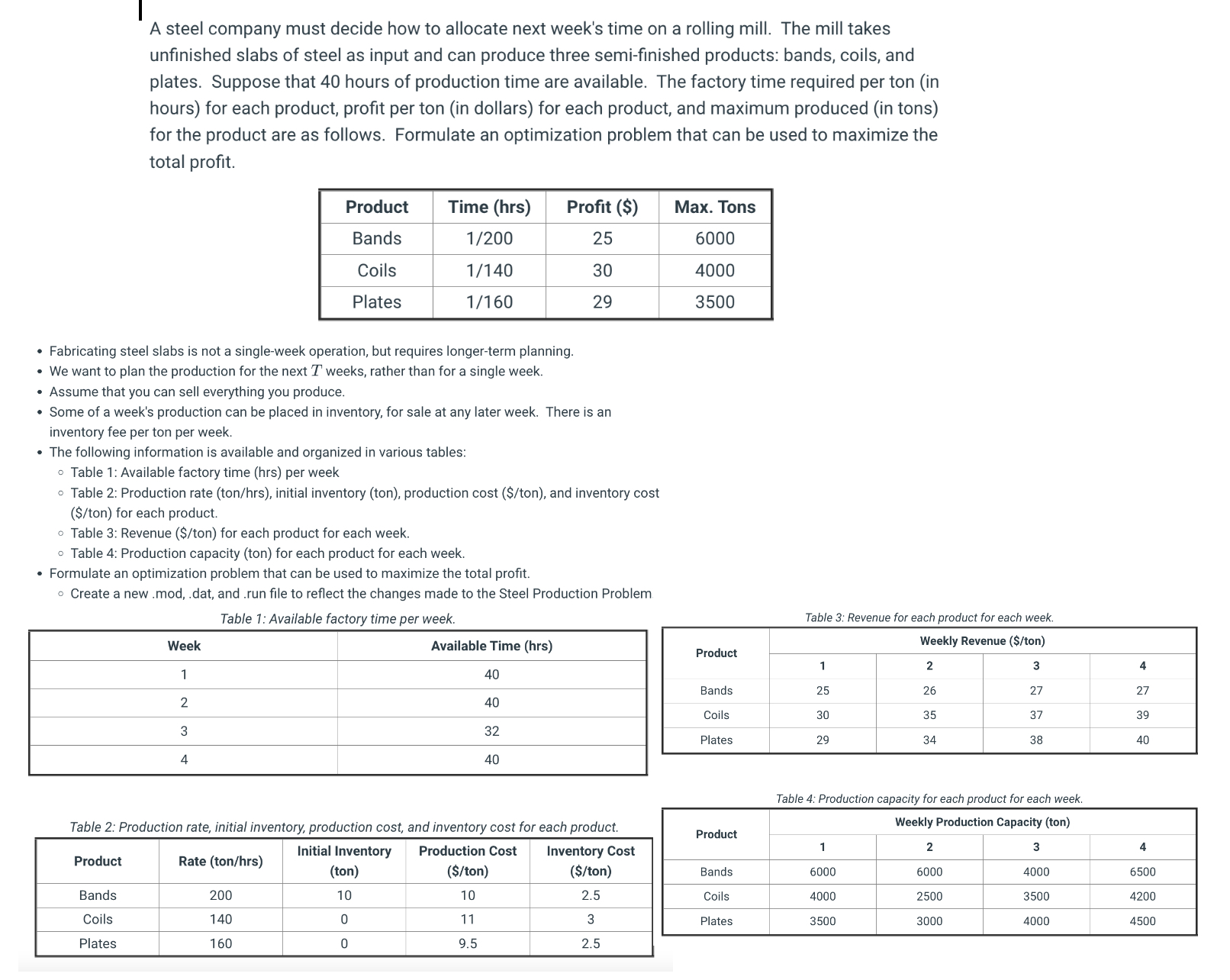  HELP ME FORMULATE AN OPTIMIZATION PROBLEM THAT CAN BE USED TO
