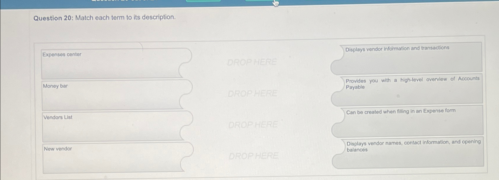  Question 20: Match each term to its description. 