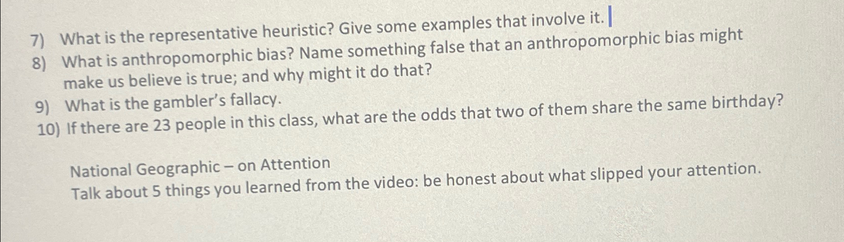  Schick chapter 5 1. What is the representative heuristic? Give some