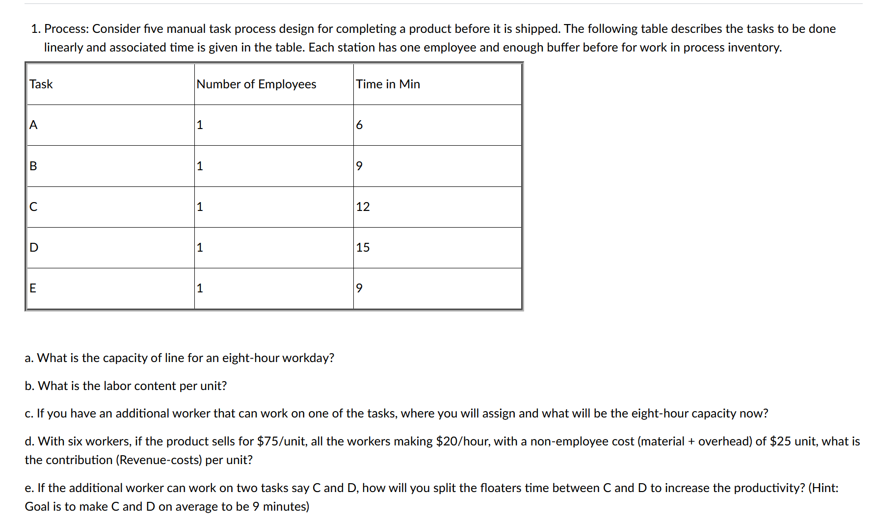  Process: Consider Process:nsider five manual task process design for completing a