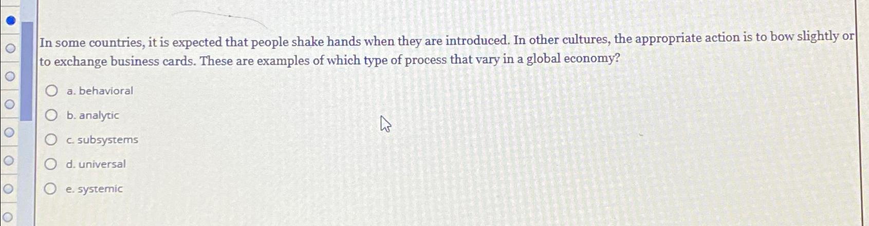  In some countries, it is expected that people shake hands when