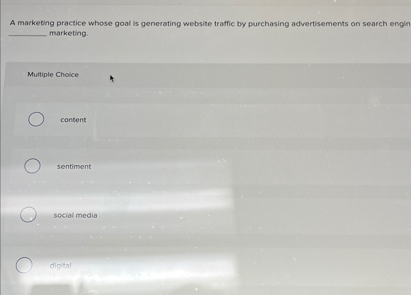  A marketing practice whose goal is generating website traffic by purchasing