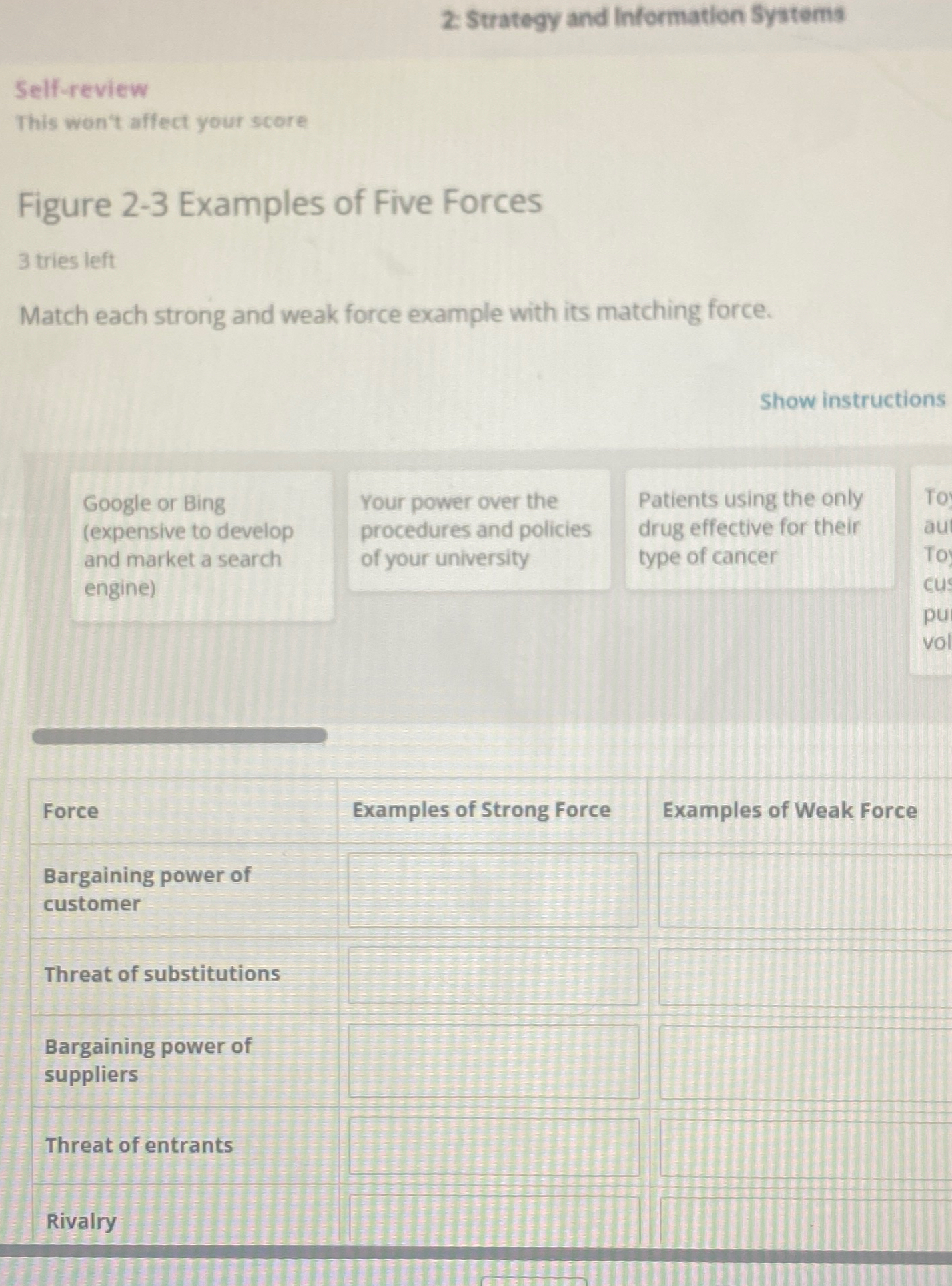  Strategy and Information Systems Self-review This won't affect your score Figure