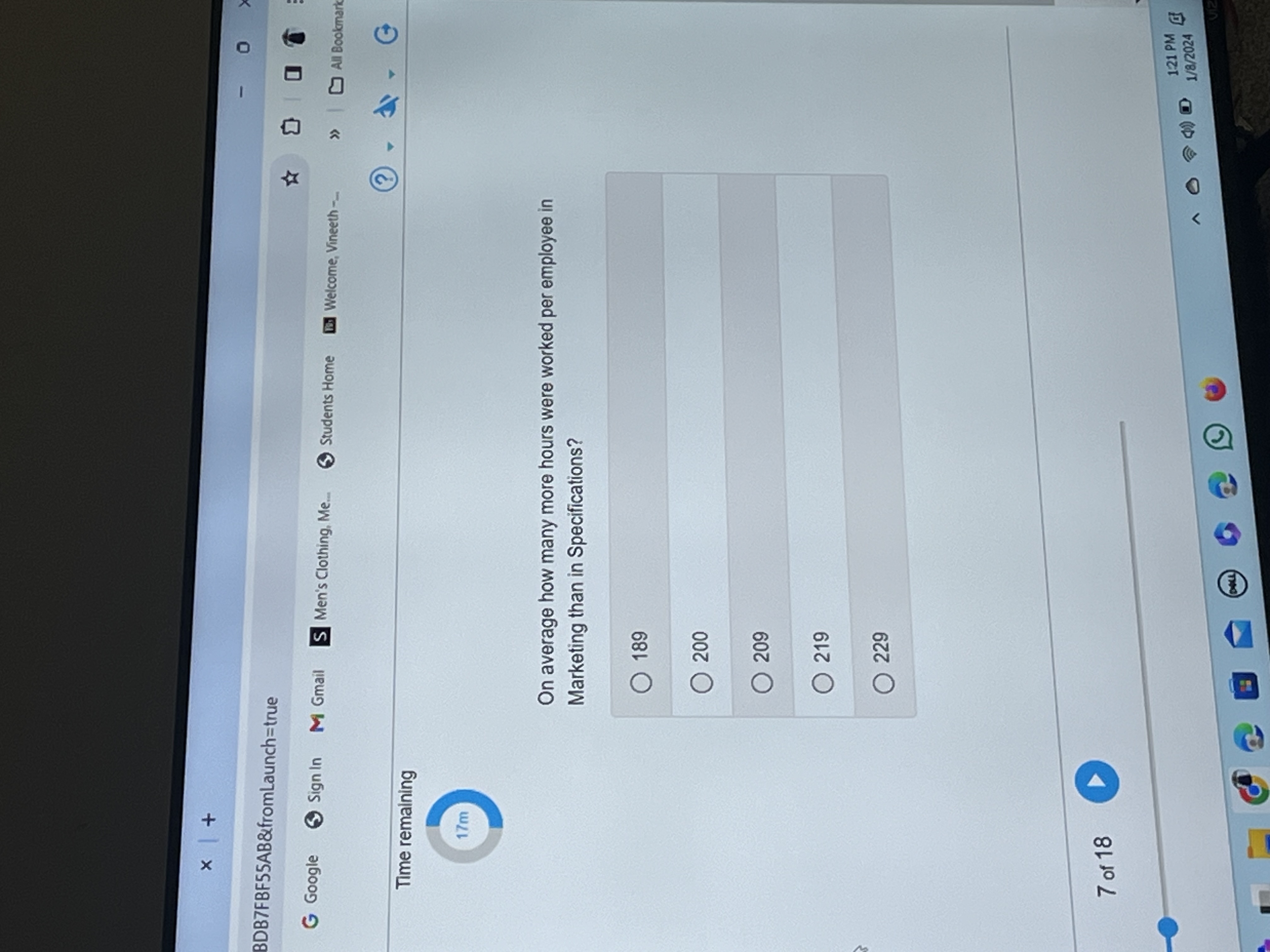  Time remaining On average how many more hours were worked per