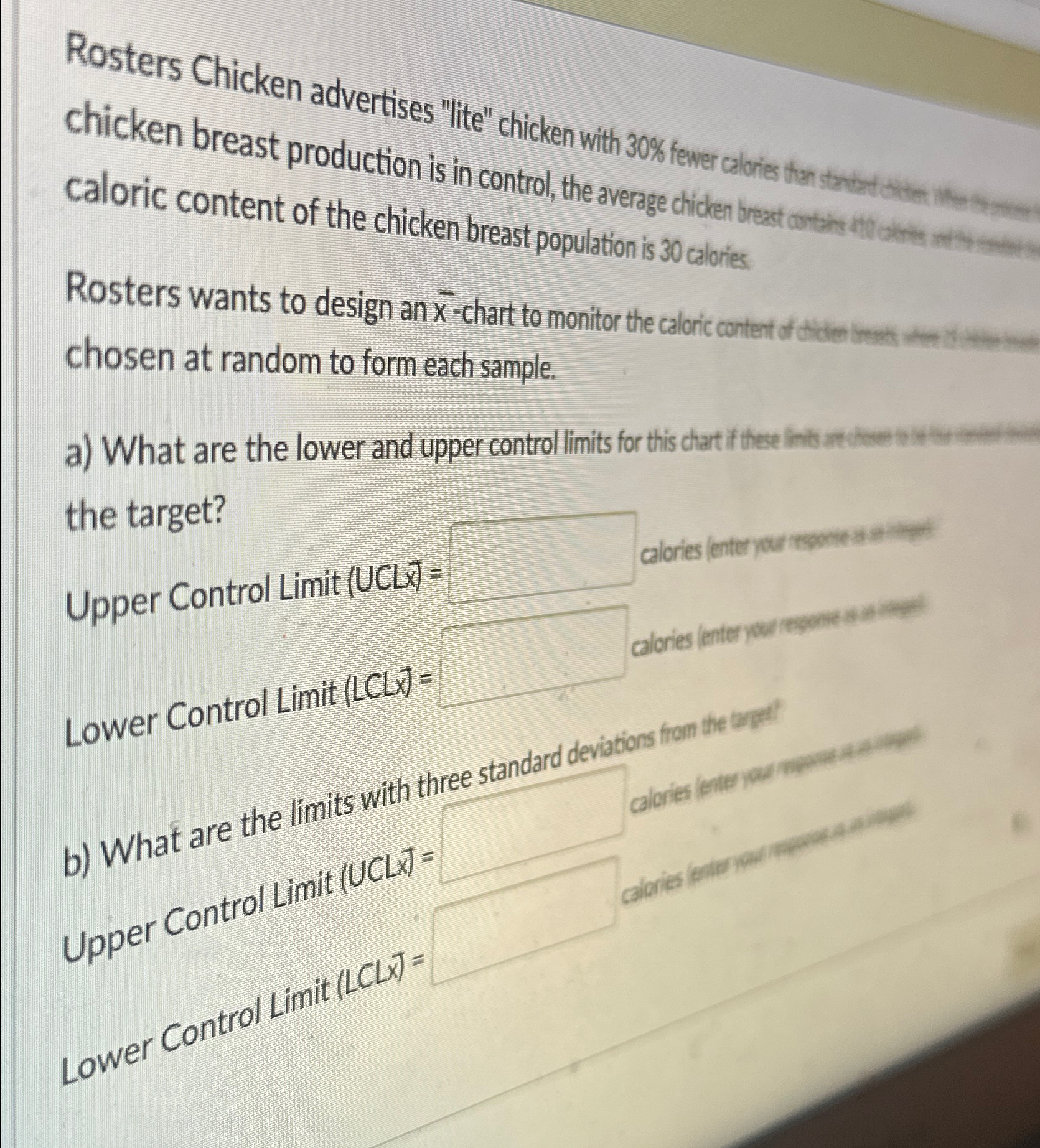  chosen at random to form each sample. the target? Upper Control