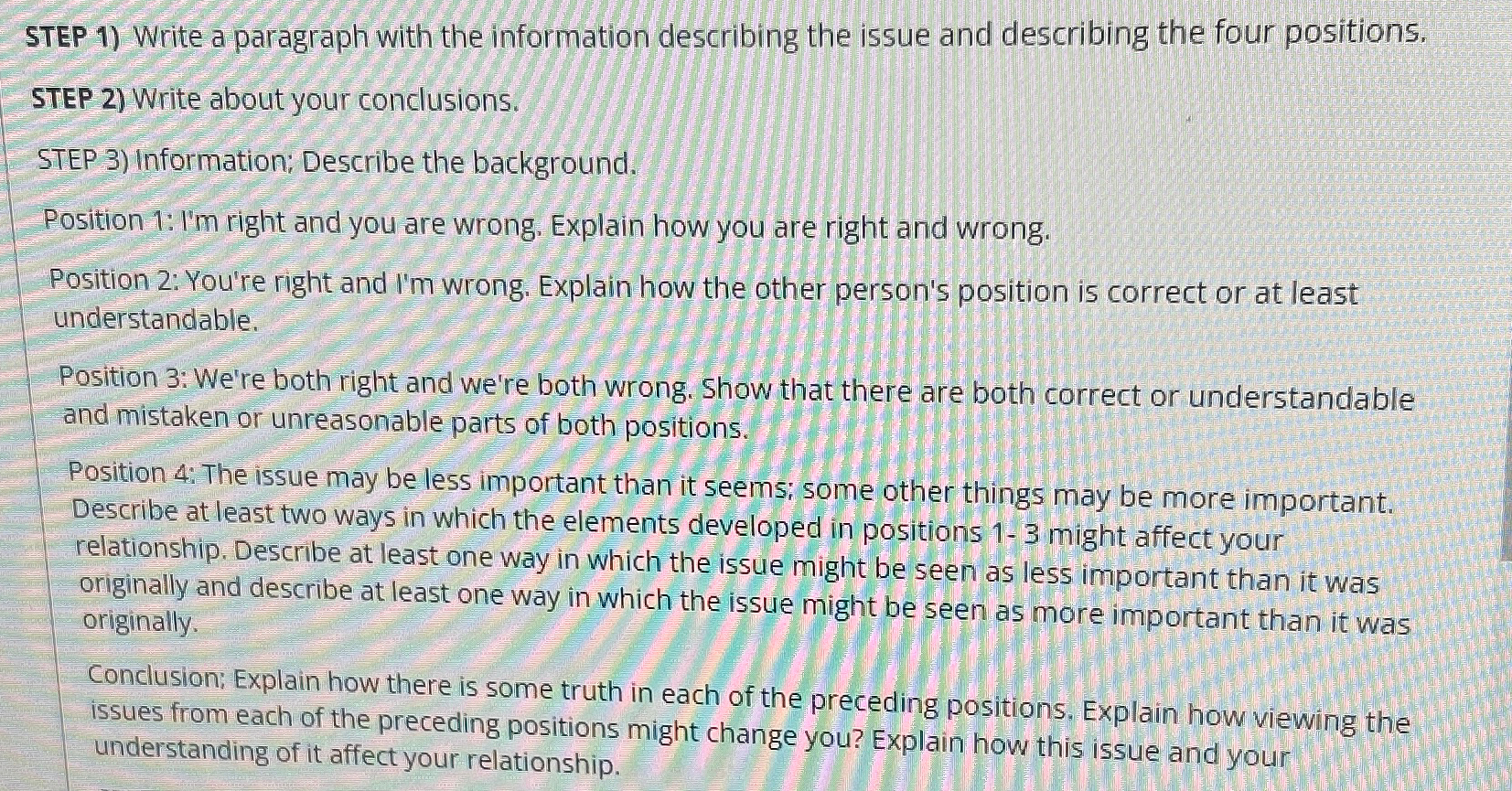  STEP 1) Write a paragraph with the information describing the issue