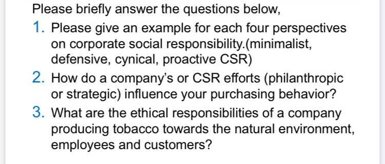  Please briefly answer the questions below, Please give an example for