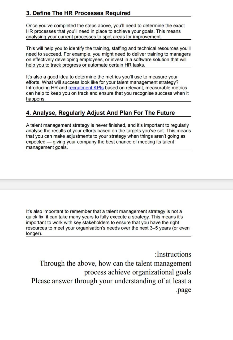  Could You answer the homework 3. Define The HR Processes Required