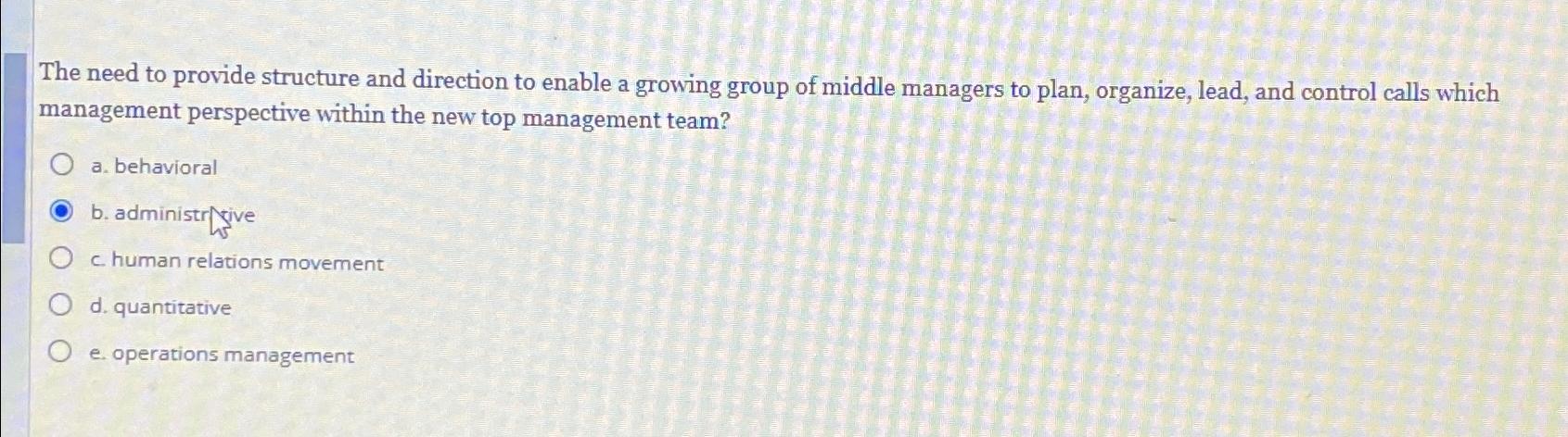  The need to provide structure and direction to enable a growing