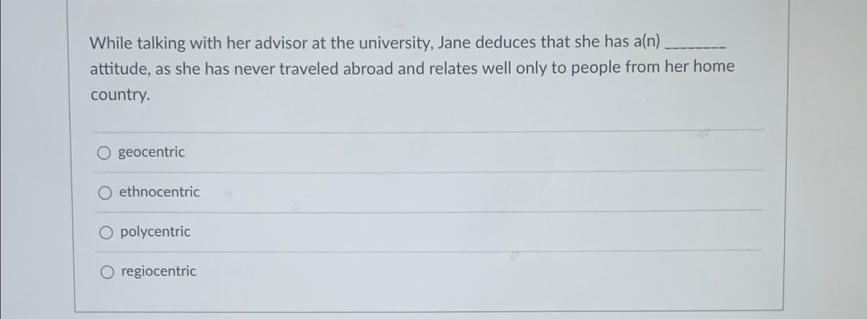  While talking with her advisor at the university, Jane deduces that