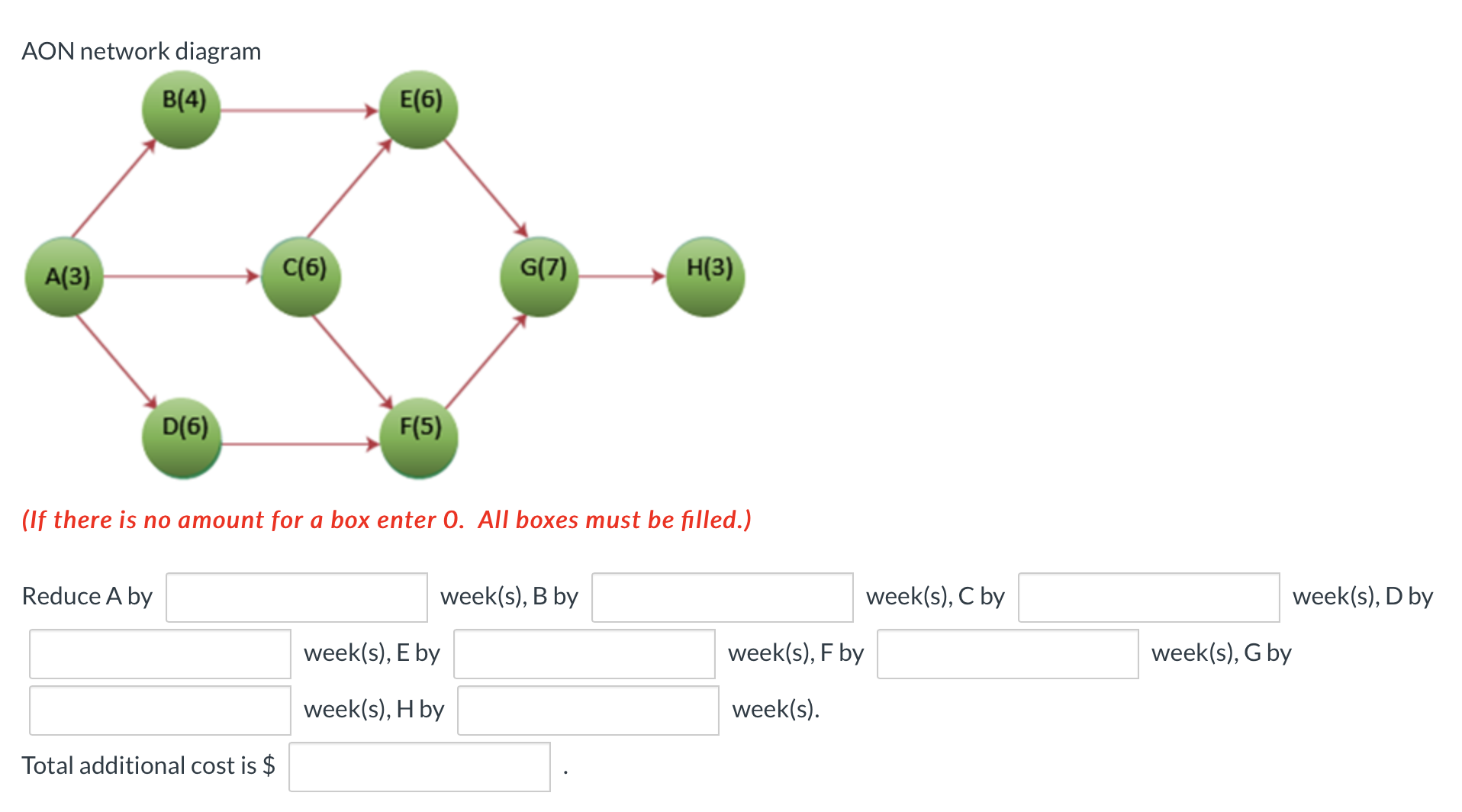 the project completion time =25 weeks, reduce the completion time of the