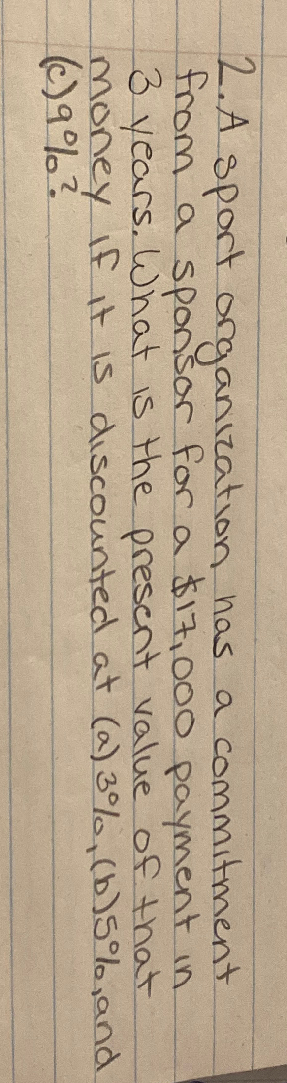  A sport organization has a commitment from a sponsor for a