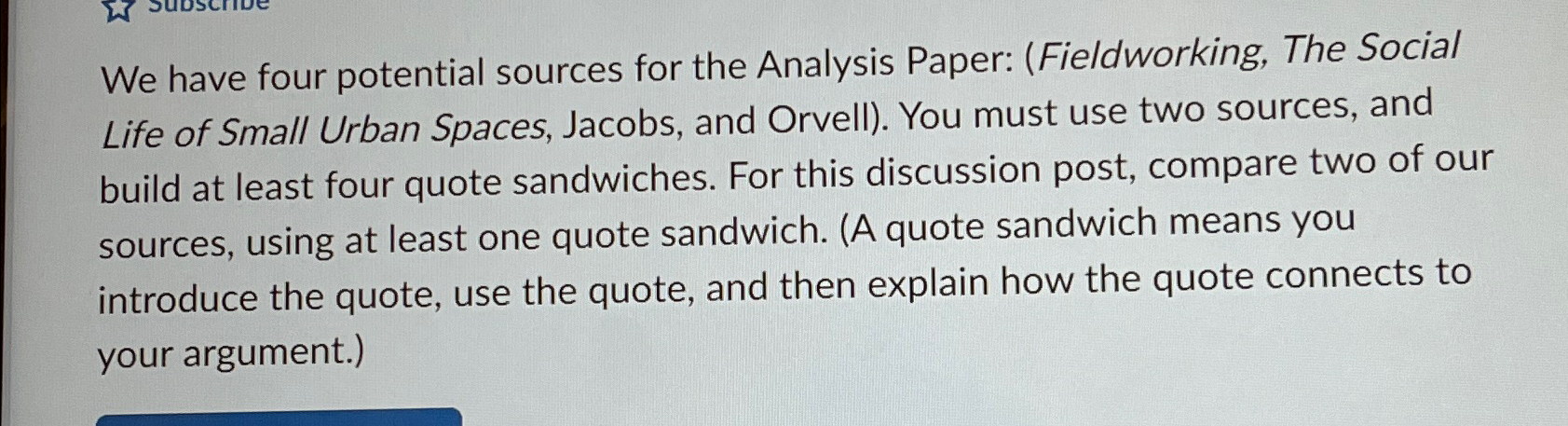 We have four potential sources for the Analysis Paper: (Fieldworking, The
