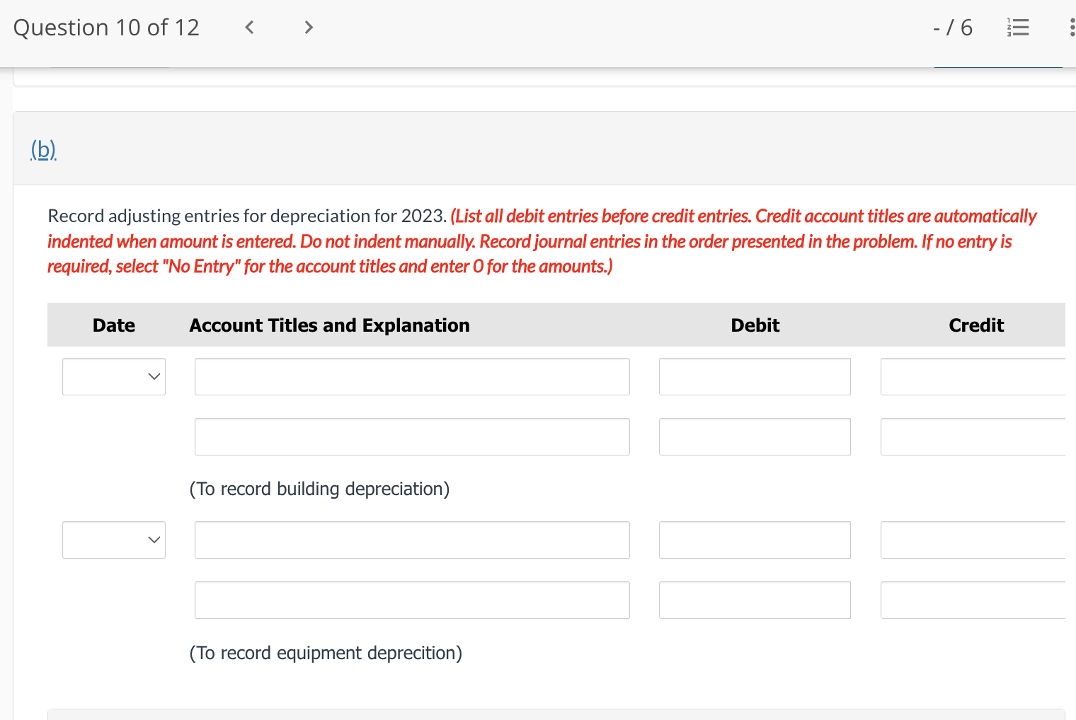 (List PlantAssets in order of Land, Buildings and Equipment.) Bramble Company Balance
