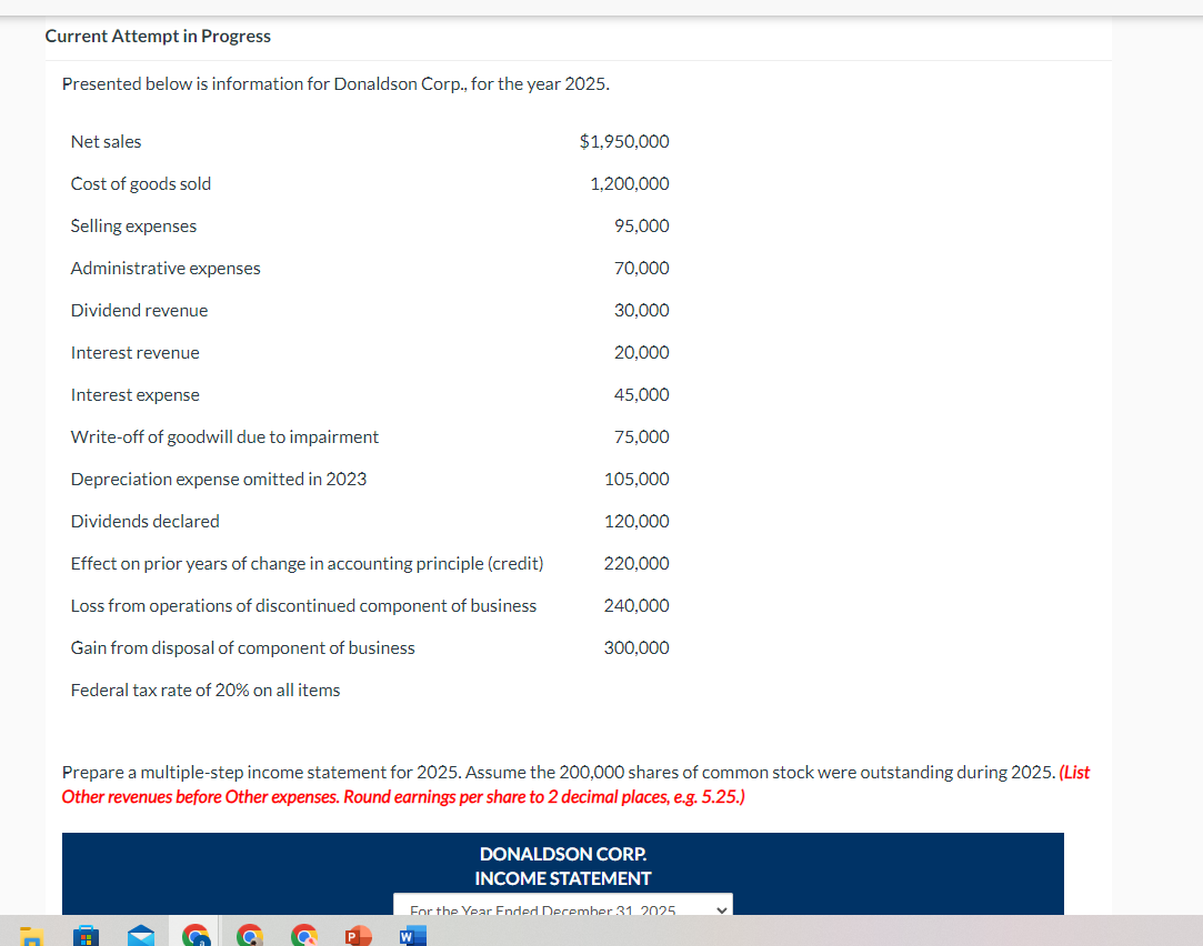 Current Attempt in Progress Presented below is information for Donaldson Corp..