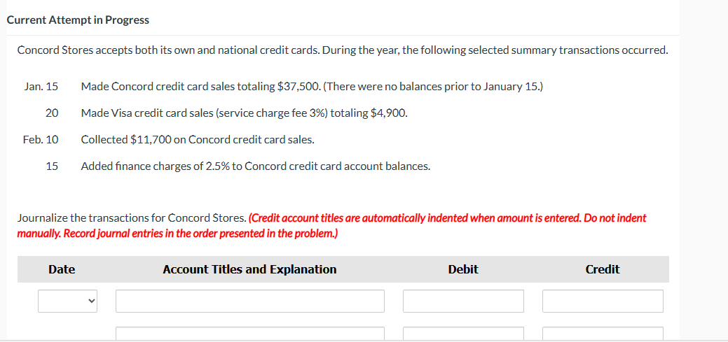  Current Attempt in Progress Concord Stores accepts both its own and