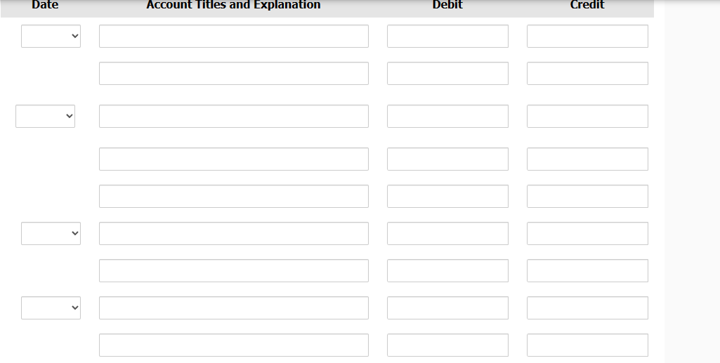 national credit cards. During the year, the following selected summary transactions occurred.
