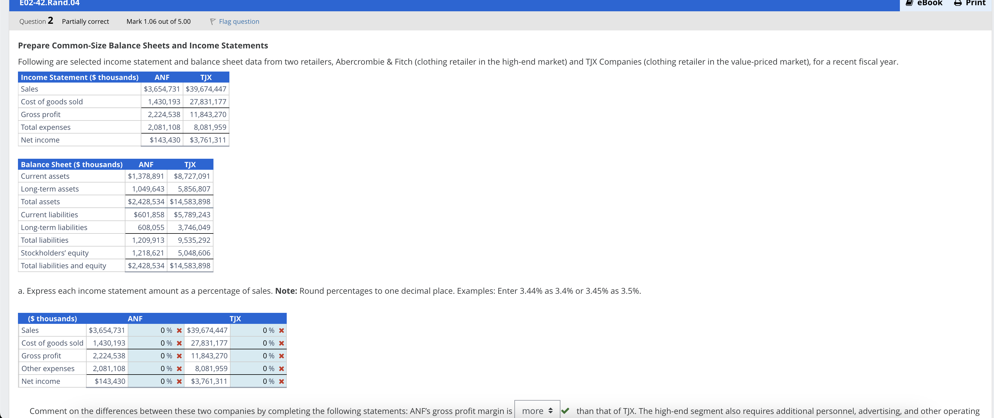  I & *5% & 7 Question 2 Partially correct ~ Mark