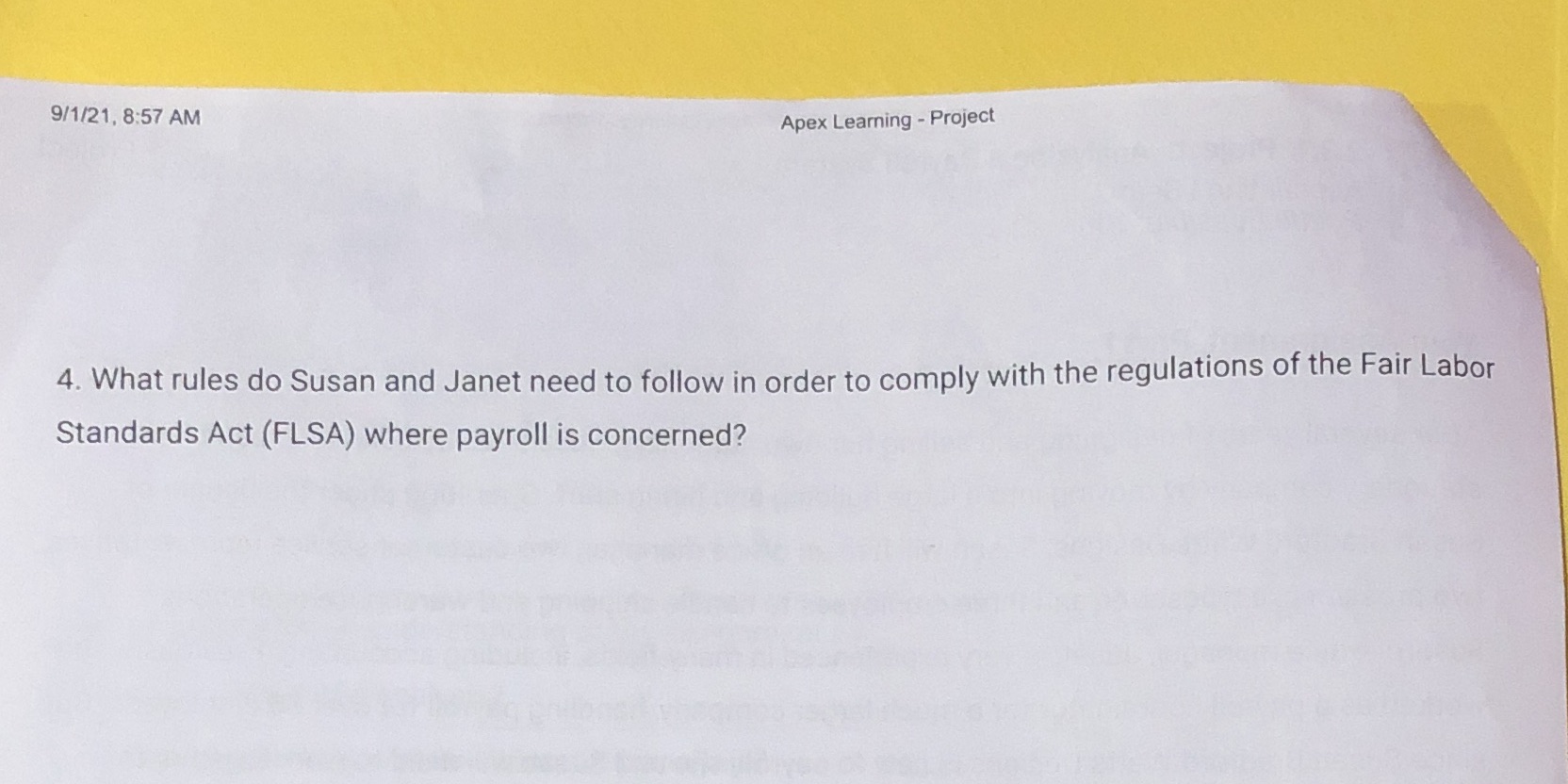 9/1/21, 8:57 AM Apex Learning - Project 4. What rules do