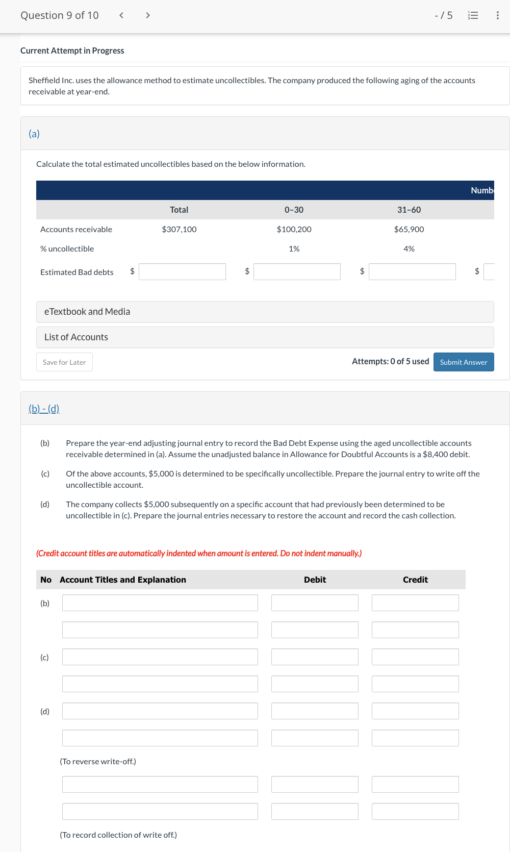 oin -1 5 ;: {bl Journal ize and post to the allowance