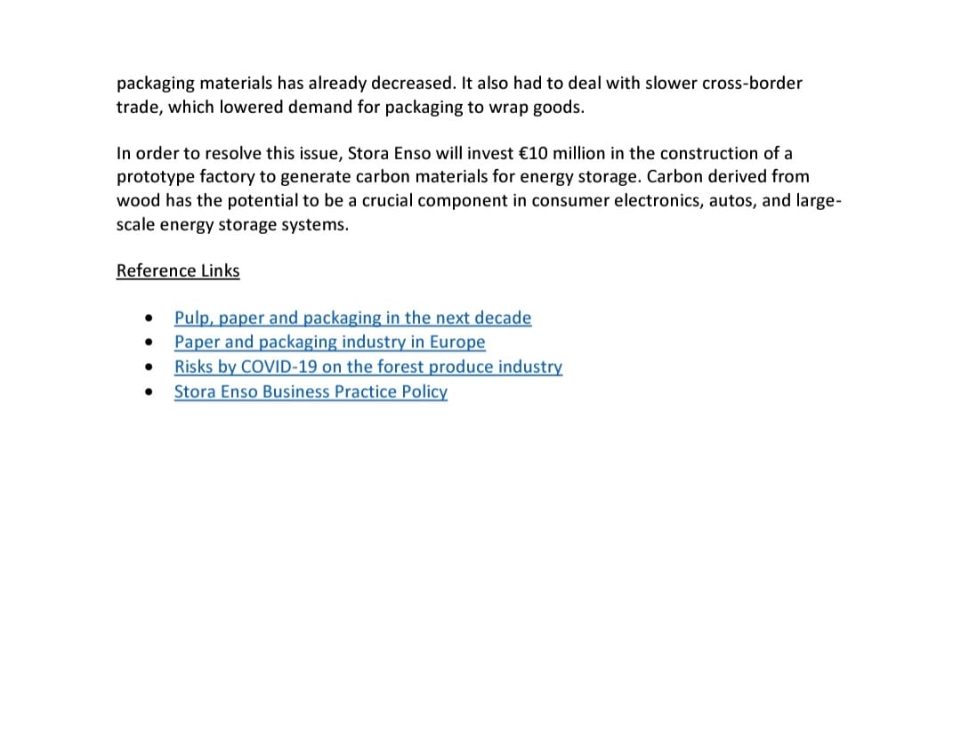 3. Based on the risk management process at Stora Enso, what are