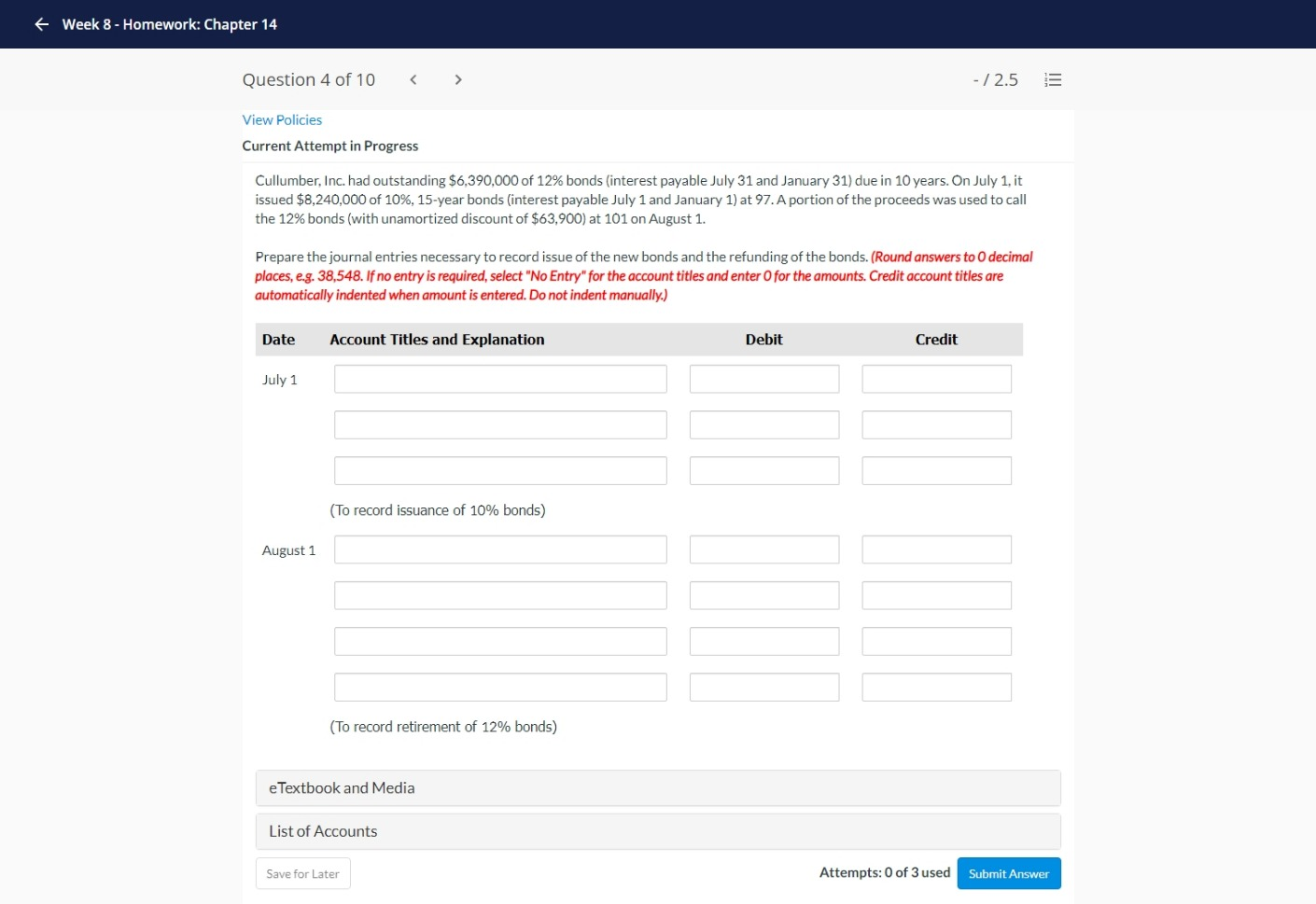 - Week 8 - Homework: Chapter 14 Question 4 of 10