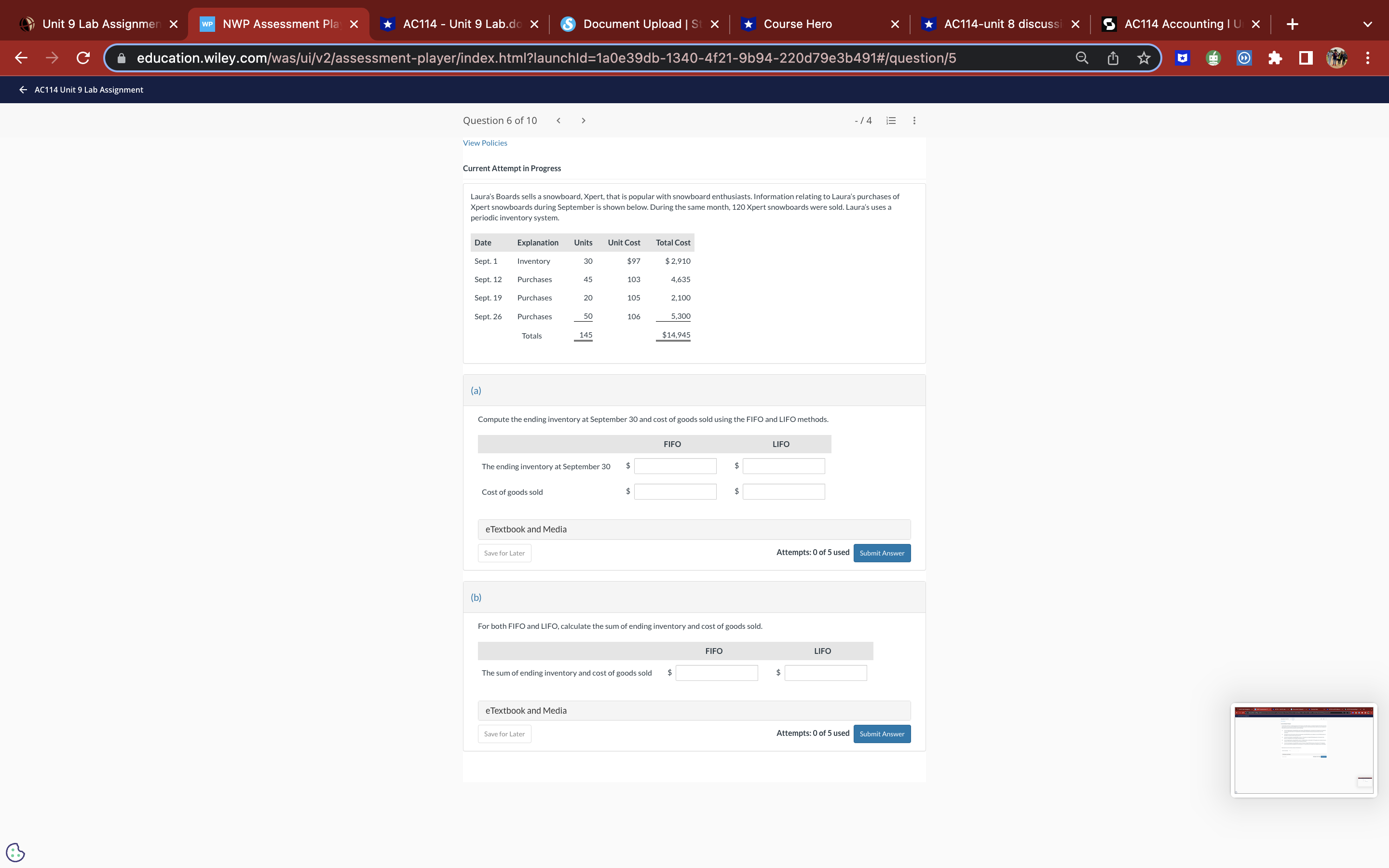 Swifty Company took a physical inventory on December 31 and determined that