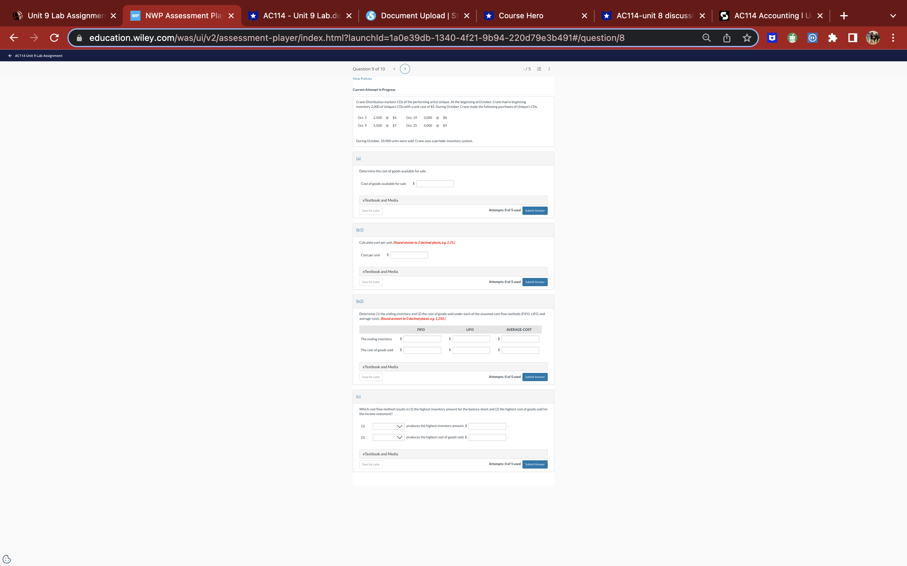 and $19,500 of goods sold to Alvarez Company for $27,500, FOB destination.