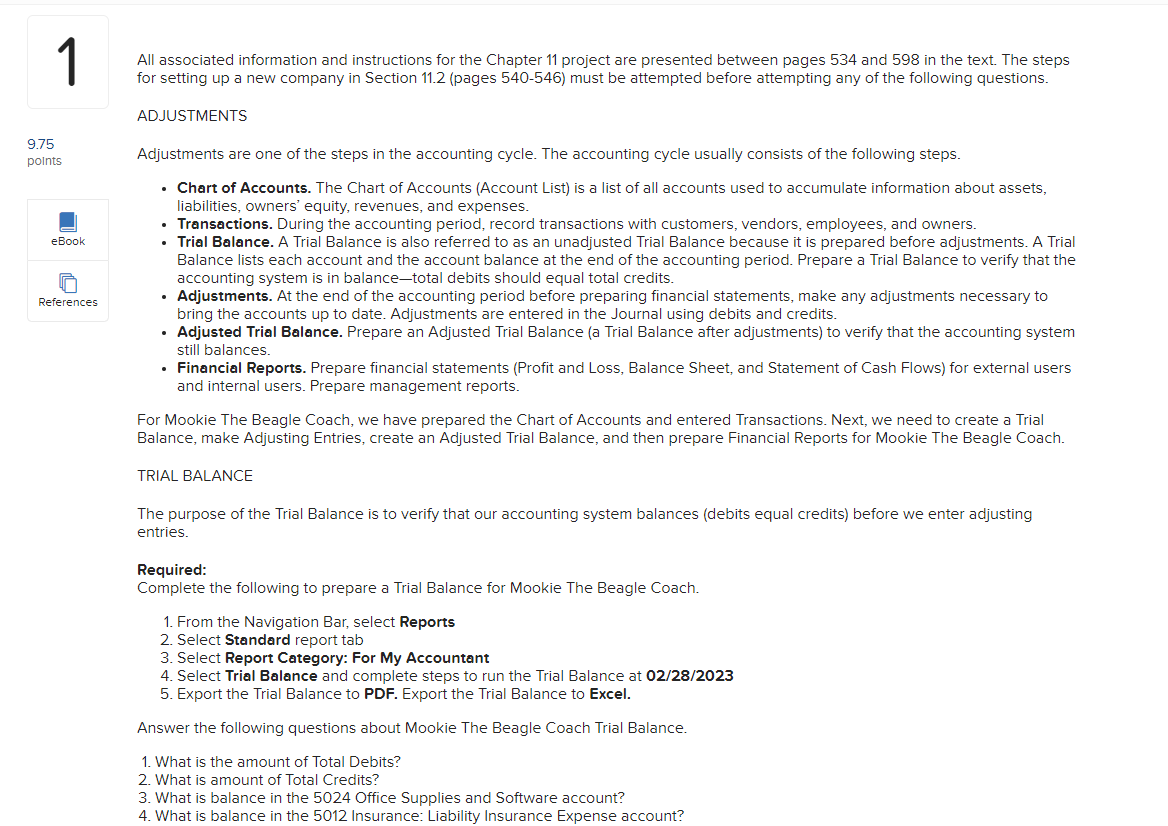  9.75 points eBook E References All associated information and instructions for