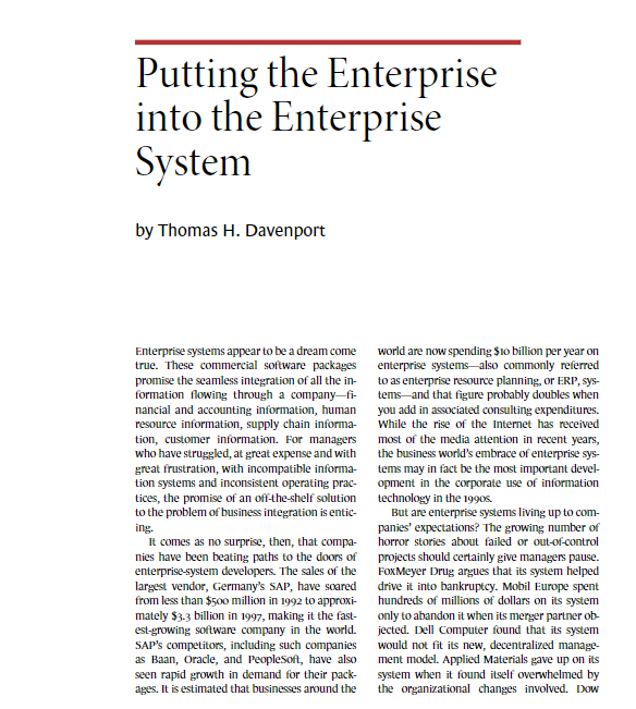 Computer systems they had the greatest impact on the company's alone don't