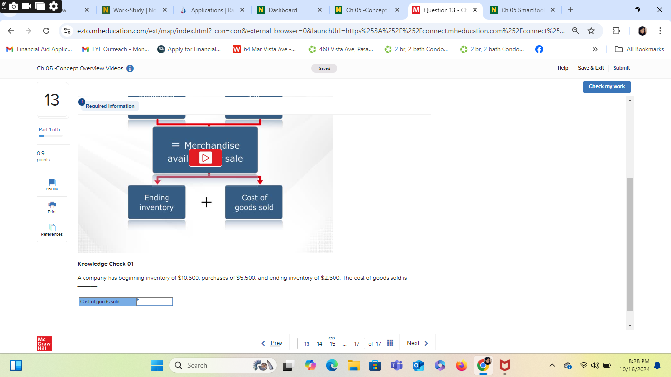 X G 25 ezto.mheducation.com/ext/map/index.html?_con=con&external_browser=0&launchUrl=https%253A%252F%252Fconnect.mheducation.com%252Fconnect%25... Q M Financial Aid Applica. M FYE Outreach
