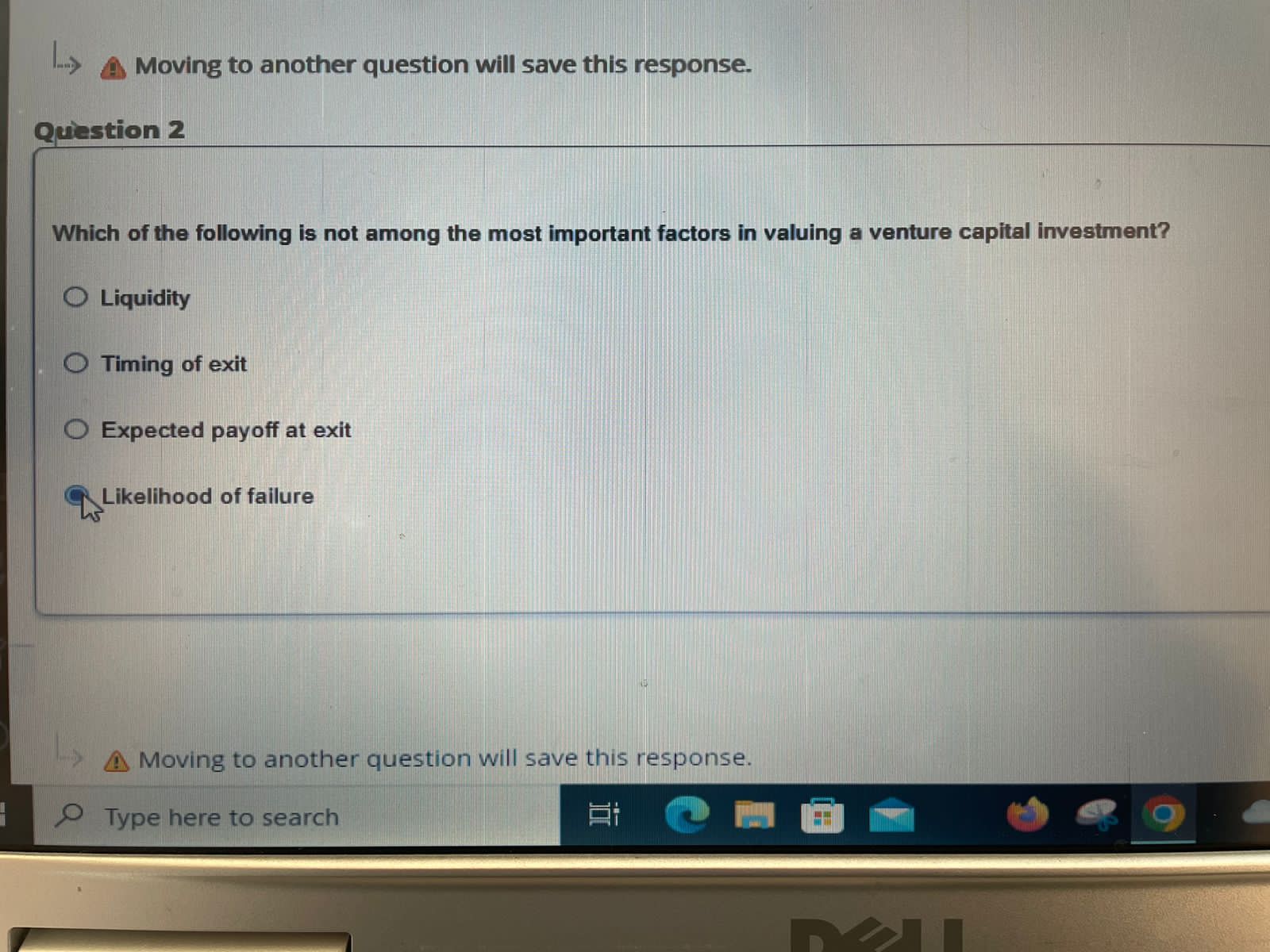 is not among the most important factors in valuing a venture capital