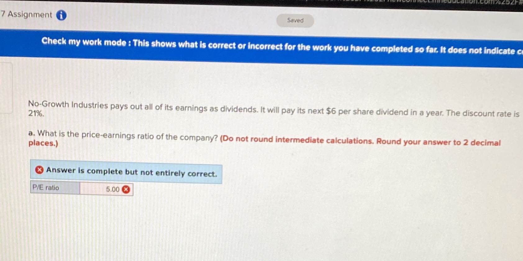  h 7 Assignment 0 Check my work mode : This shows