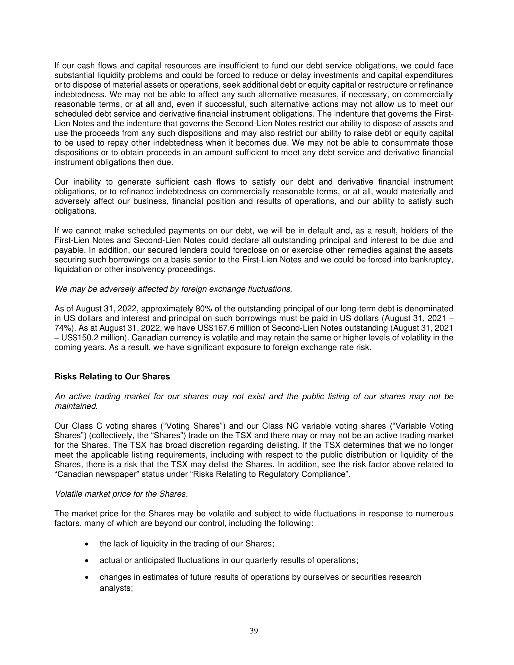 risk. assumptions underlying the cash flow forecasts, including the timing and amounts