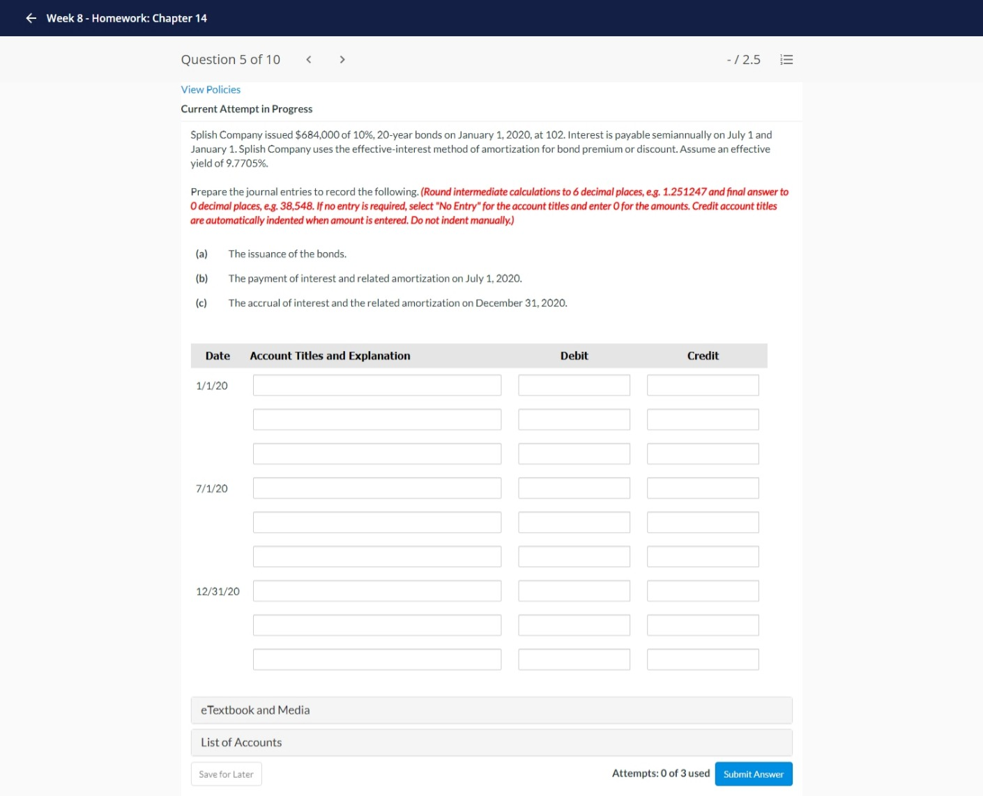 - Week 8 - Homework: Chapter 14 Question 5 of 10