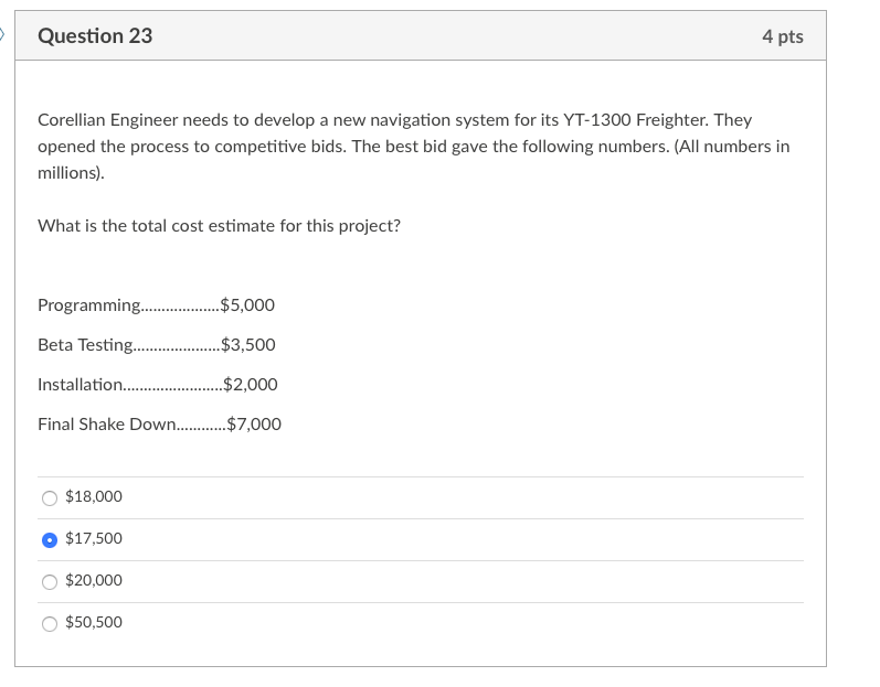 Question 23 Corellian Engineer needs to develop a new navigation system